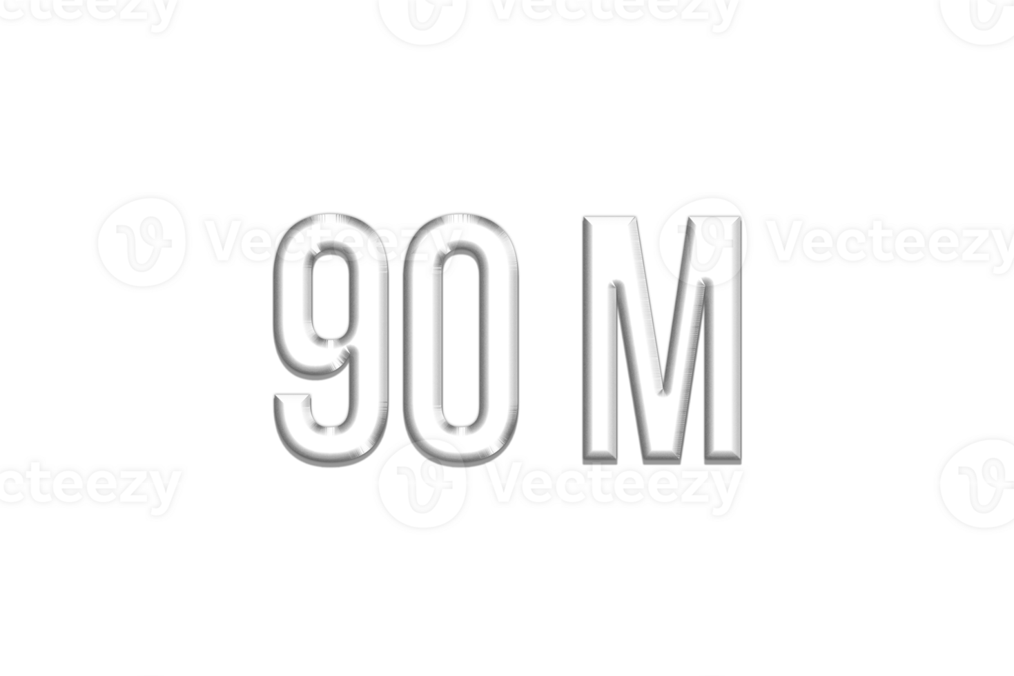 90 million subscribers celebration greeting Number with silver design png