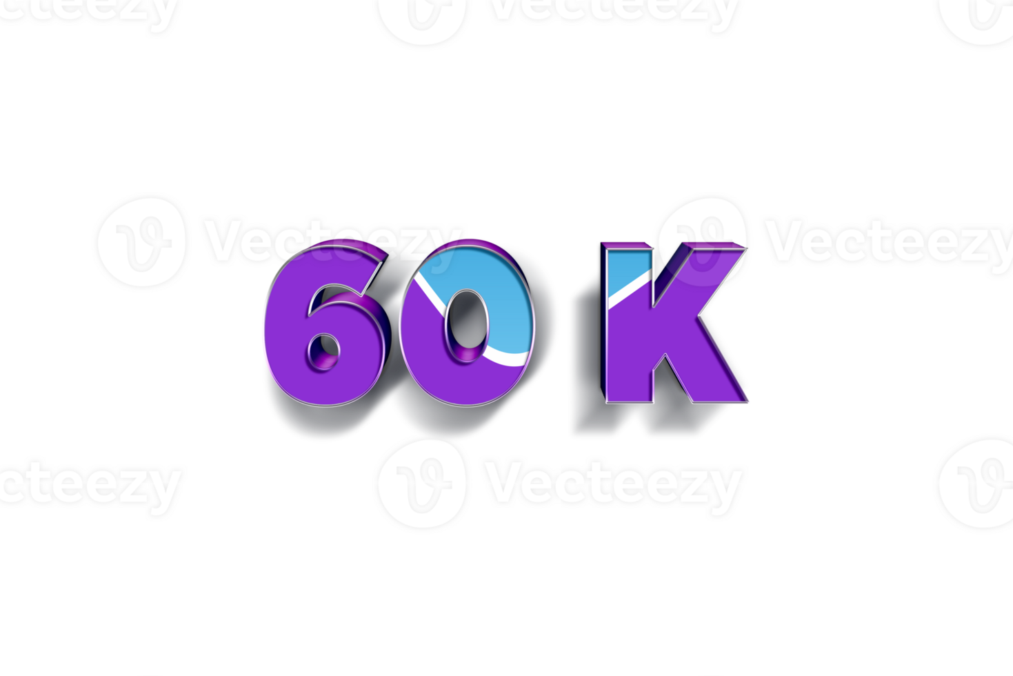 60 k subscribers celebration greeting Number with blue purple design png