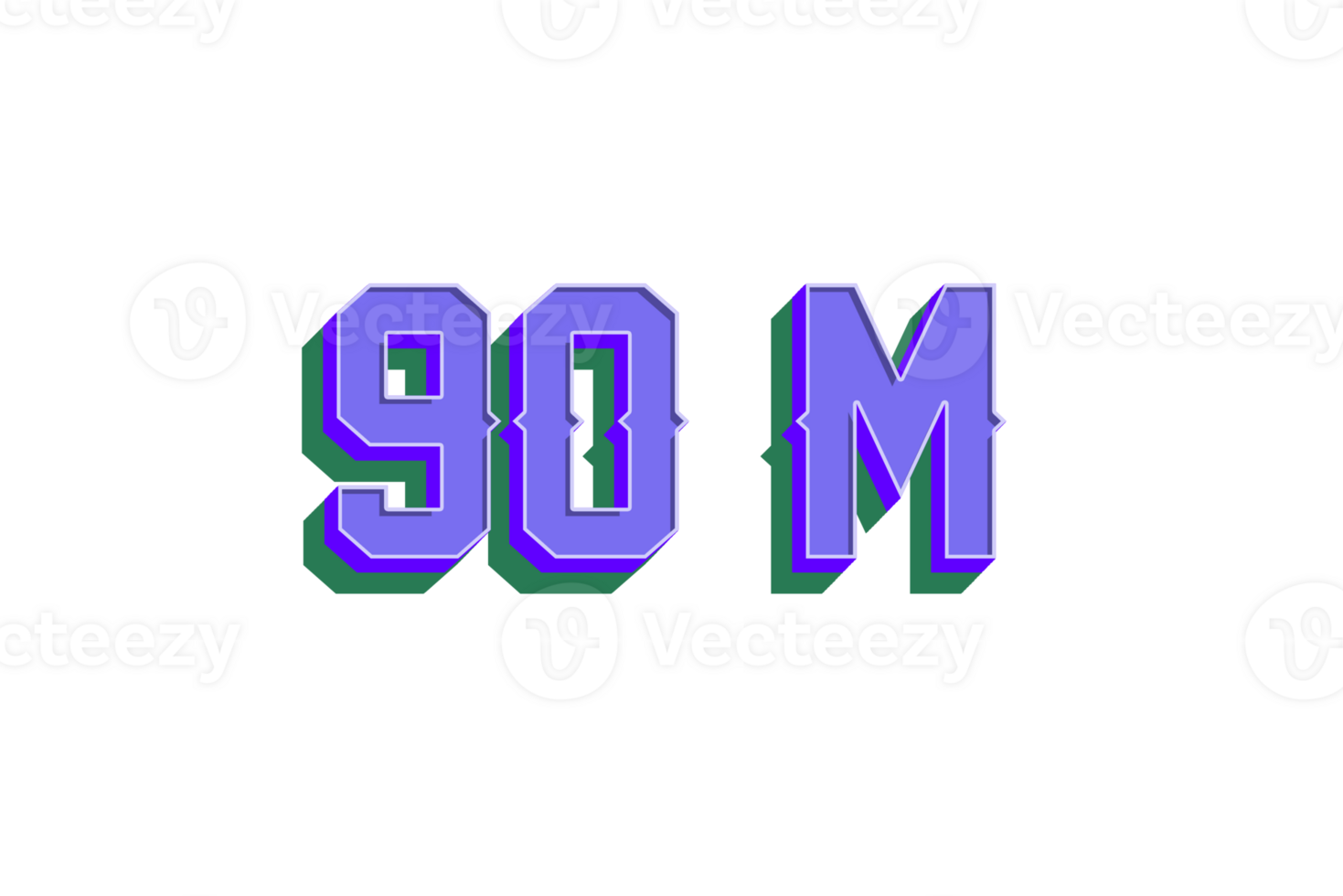 90 million subscribers celebration greeting Number with vintage design png