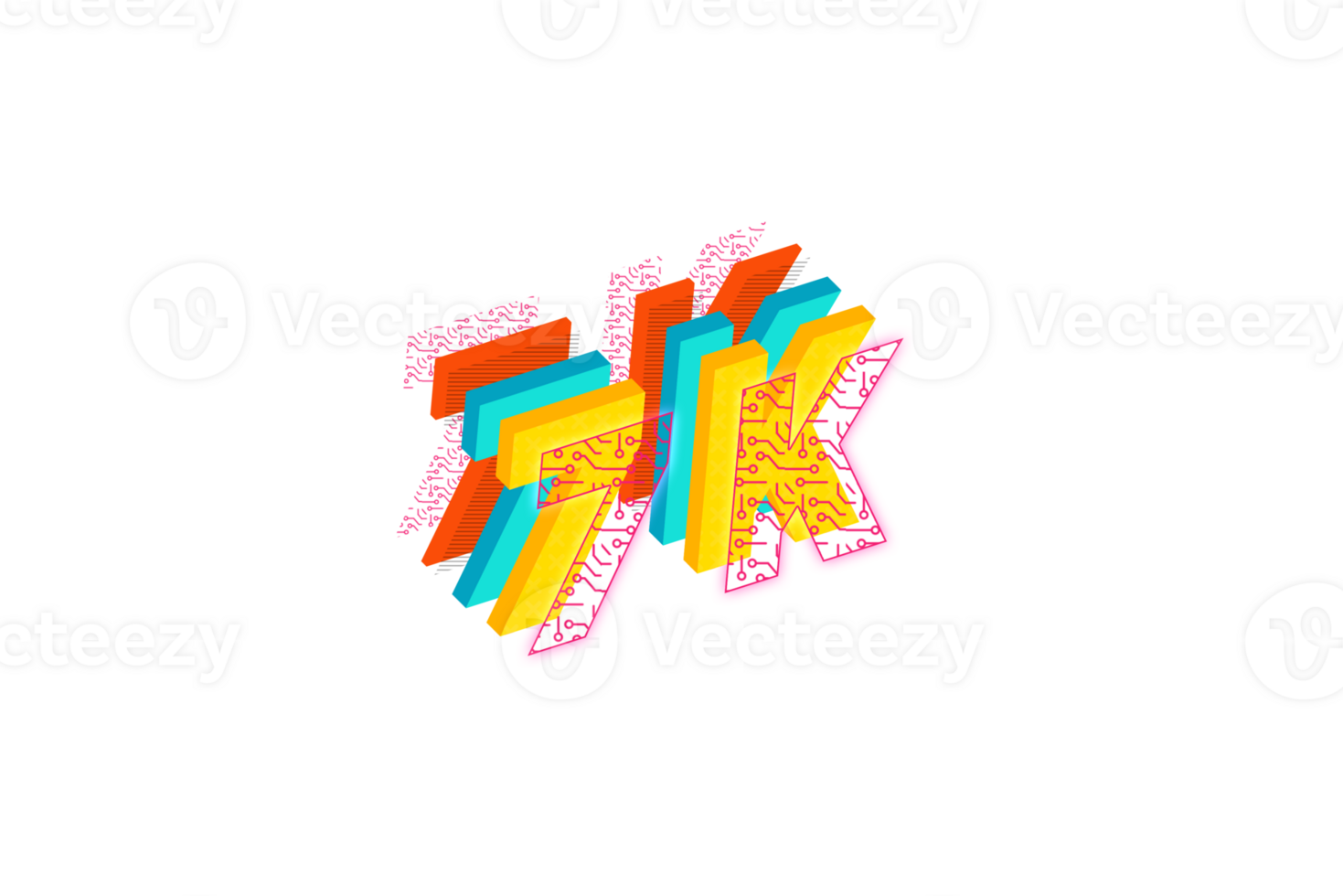 7 k subscribers celebration greeting Number with tech design png