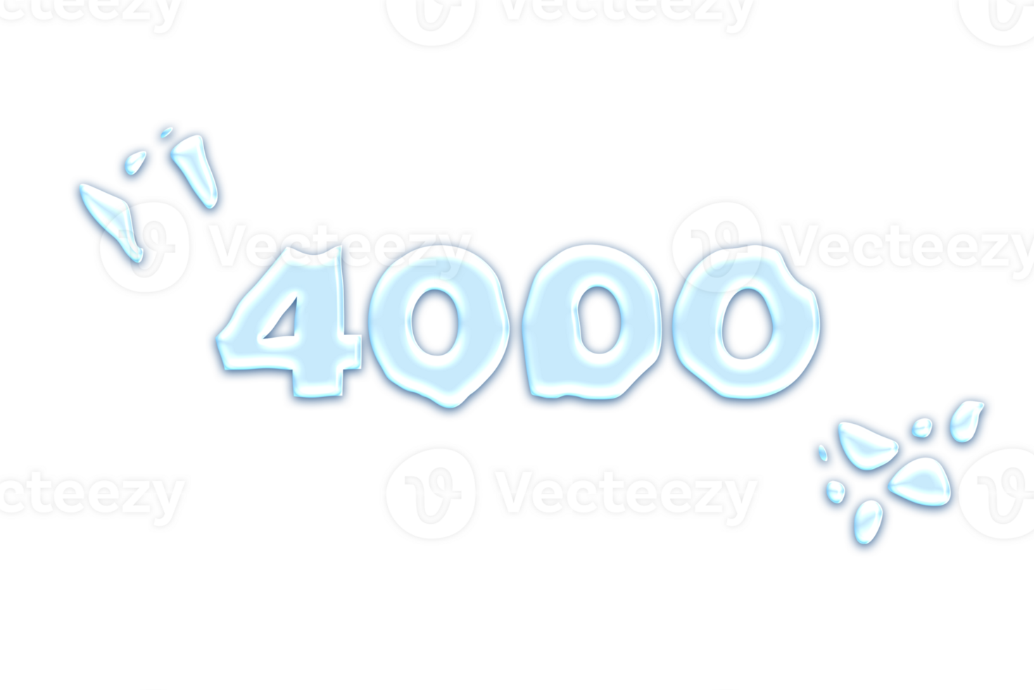 4000 subscribers celebration greeting Number with water design png