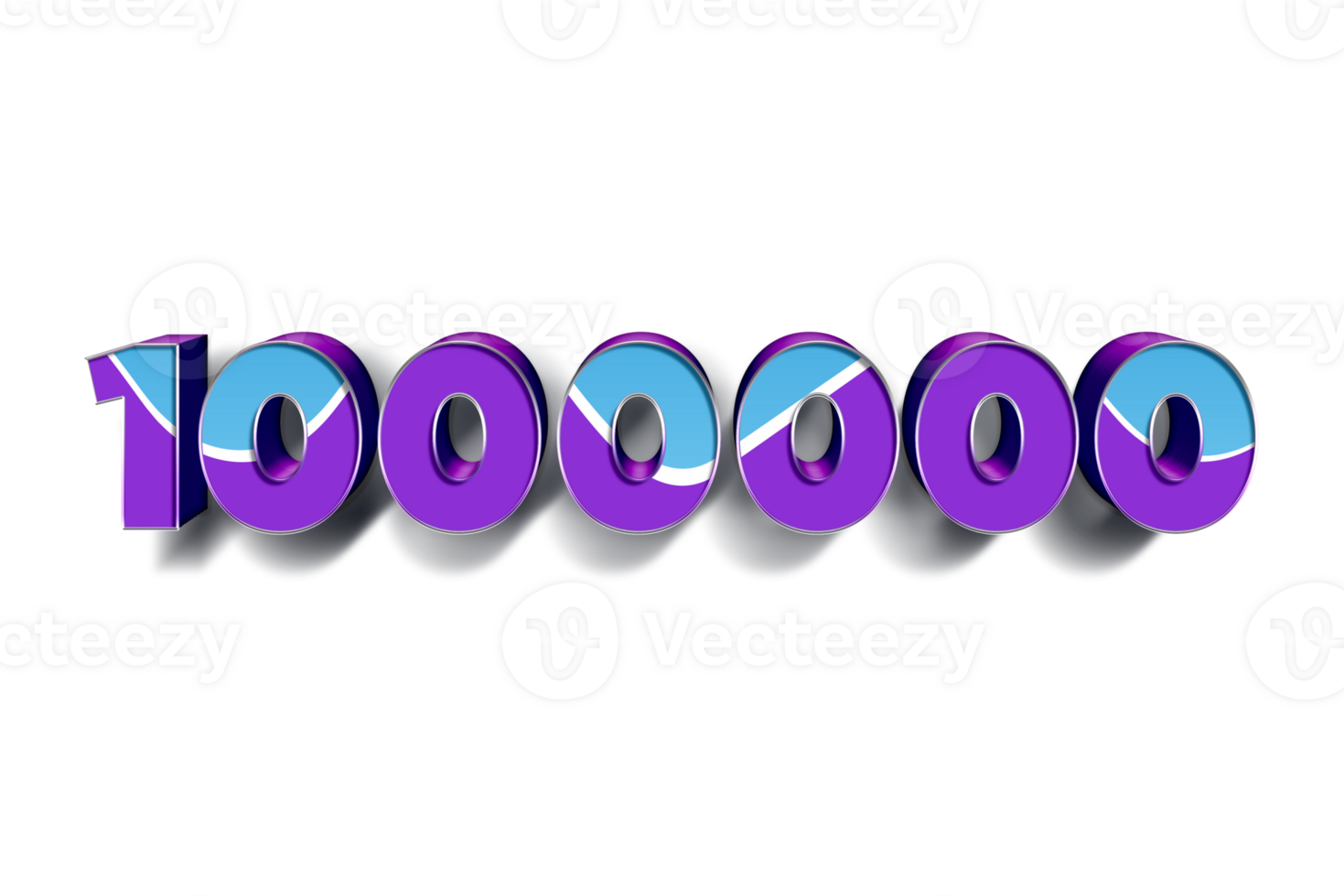1000000 subscribers celebration greeting Number with blue purple design png