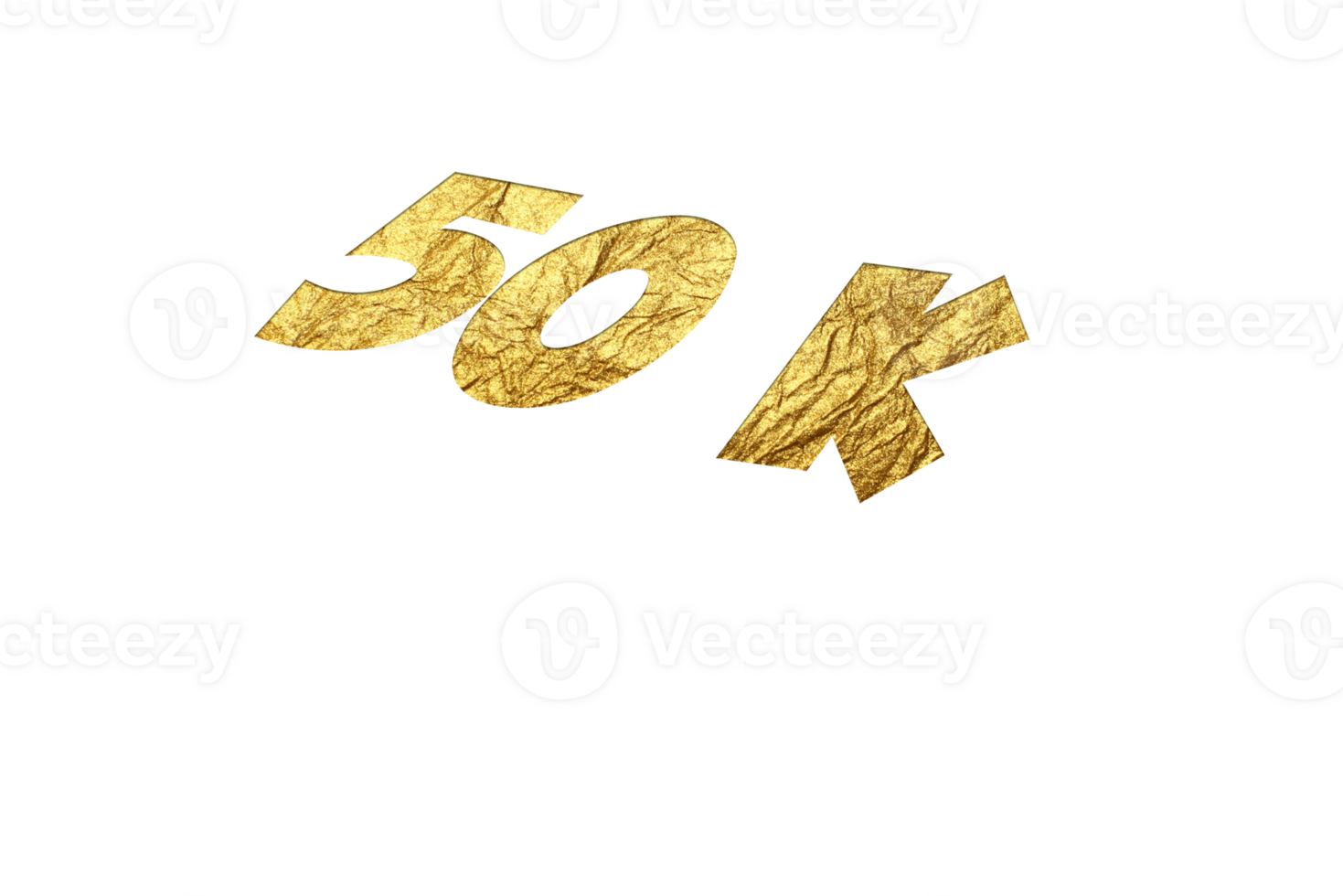 50 k subscribers celebration greeting Number with golden paper design png