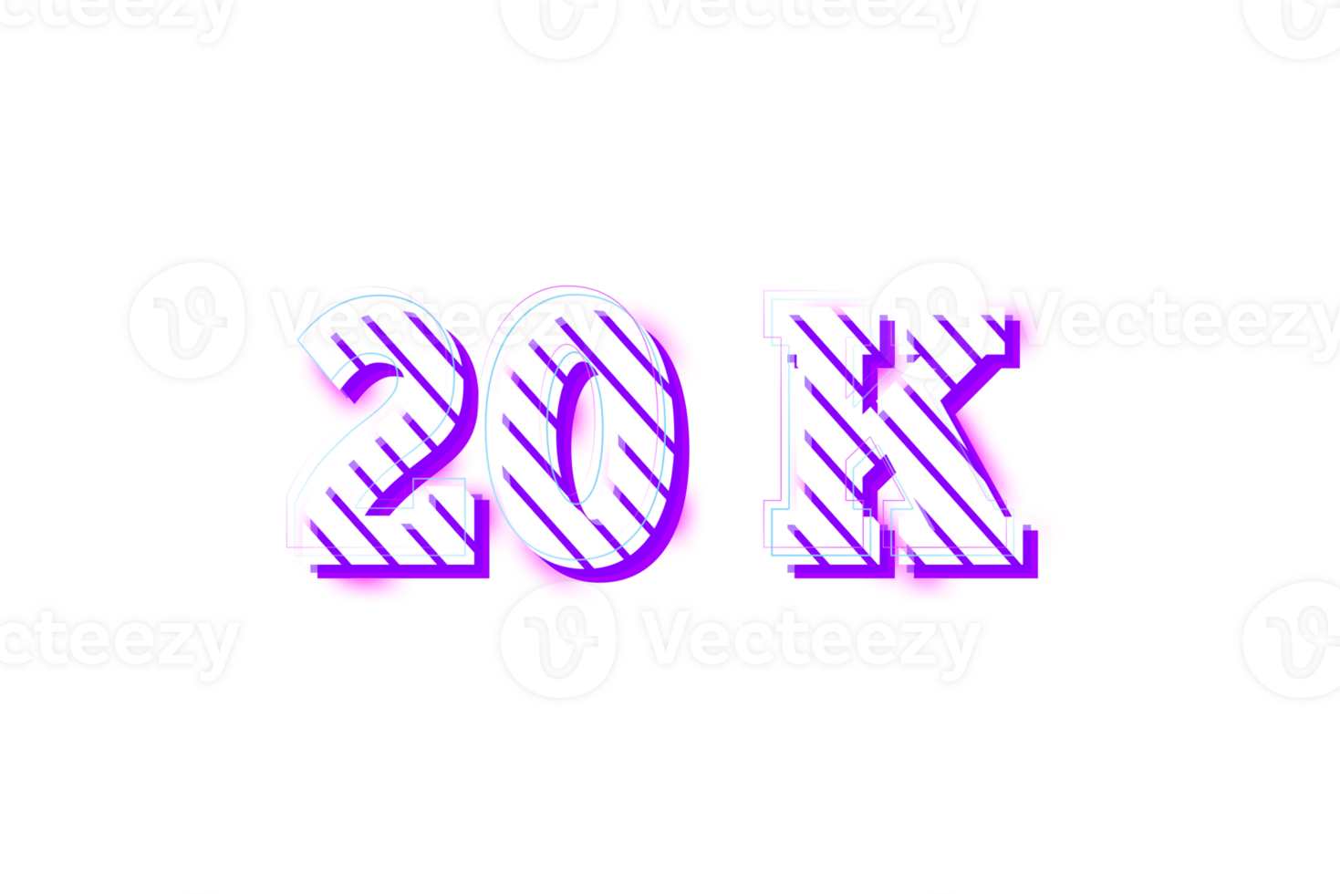 20 k subscribers celebration greeting Number with strips design png