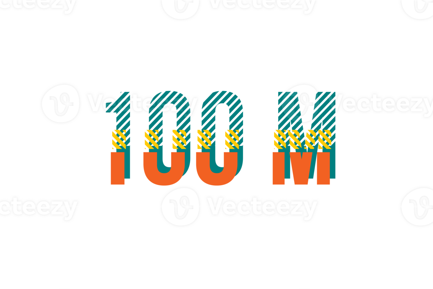 100 million subscribers celebration greeting Number with strips design png