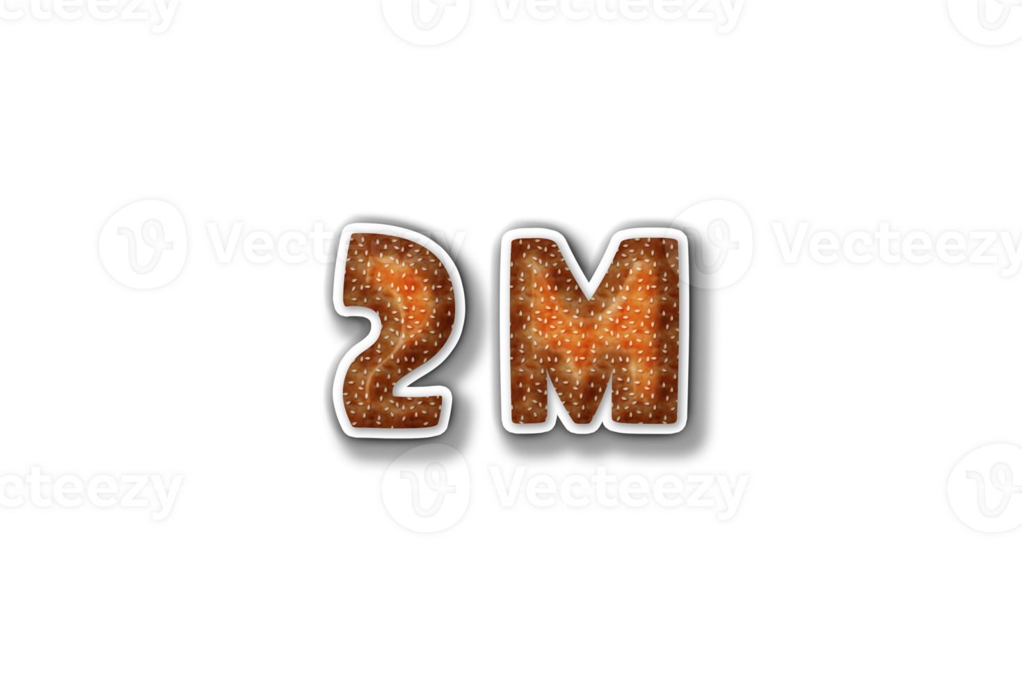 2 million subscribers celebration greeting Number with burger design png