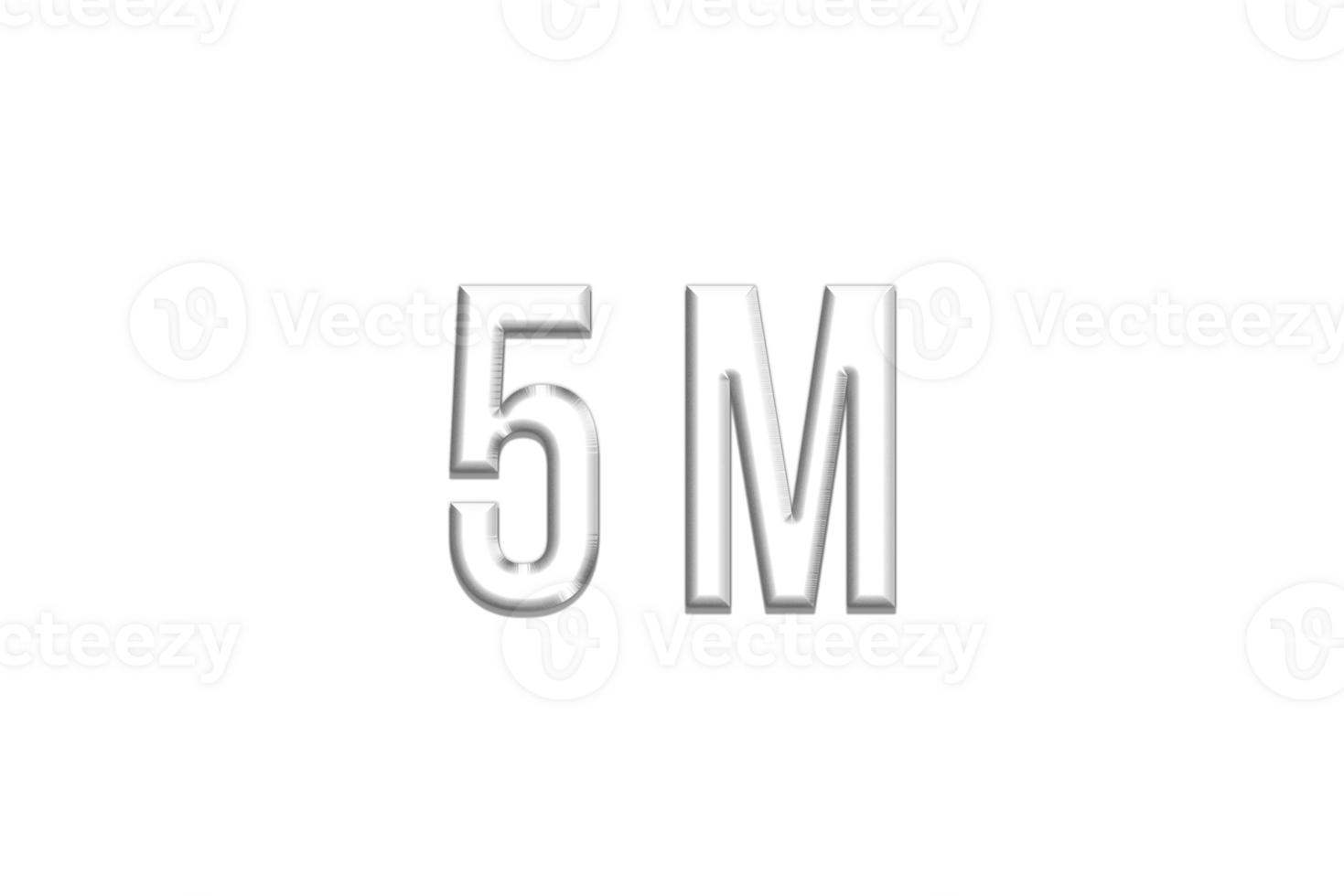 5 million subscribers celebration greeting Number with silver design png