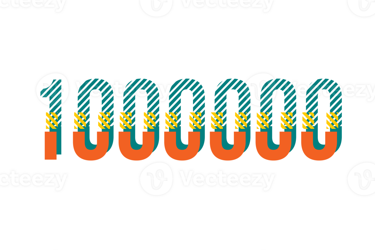 1000000 subscribers celebration greeting Number with strips design png