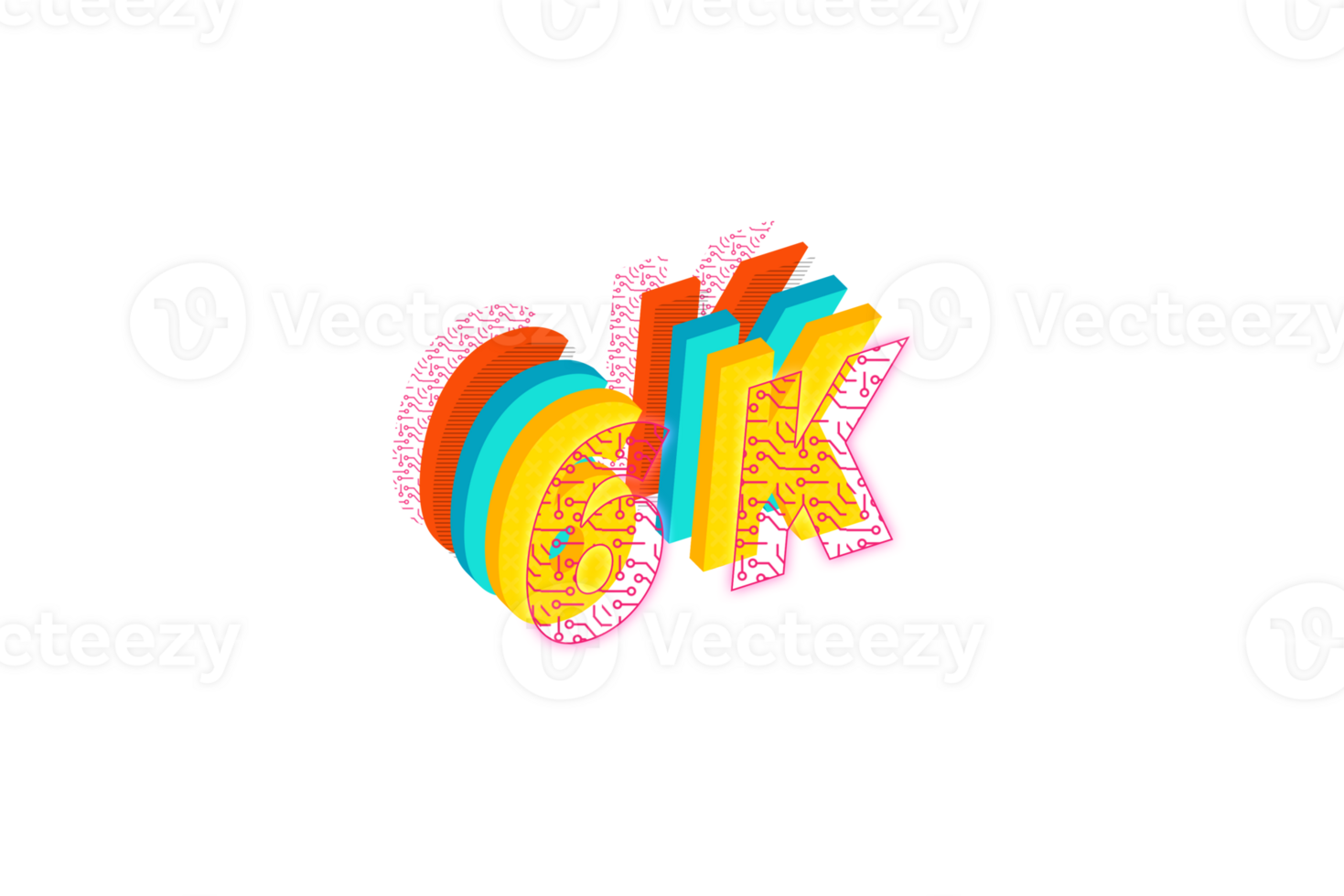 6 k subscribers celebration greeting Number with tech design png
