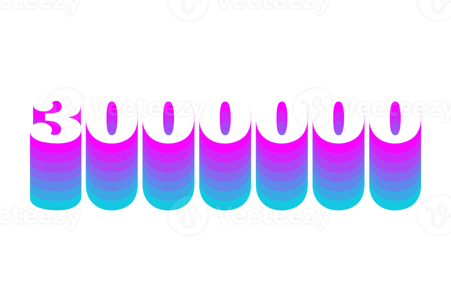 3000000 subscribers celebration greeting Number with multi color design png