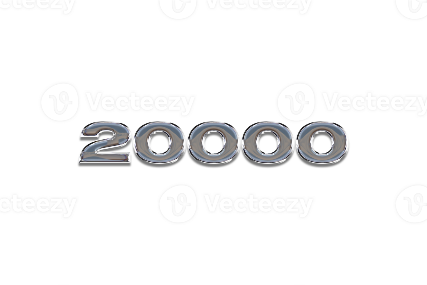 20000 subscribers celebration greeting Number with chrome design png