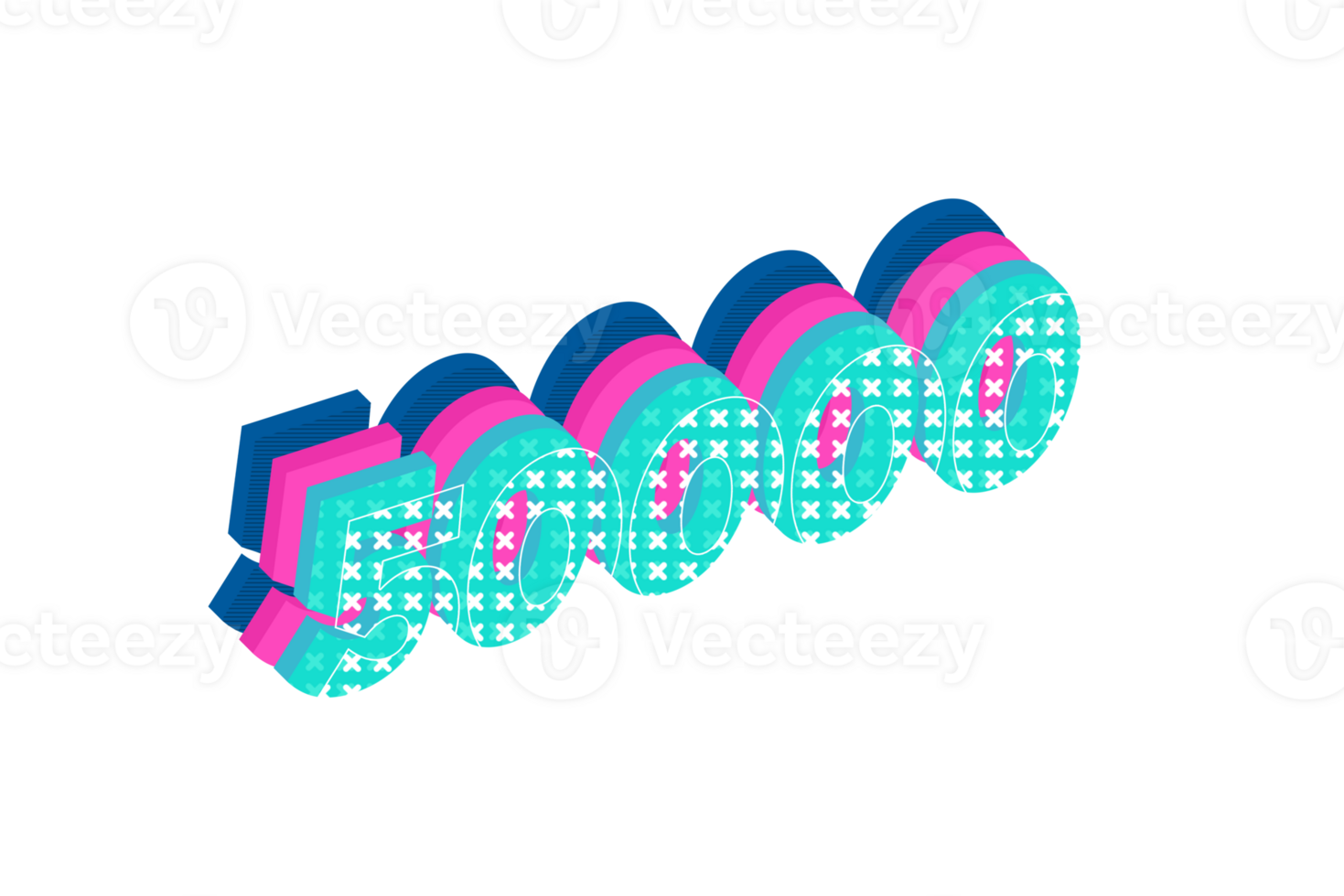 50000 subscribers celebration greeting Number with multi layers design png