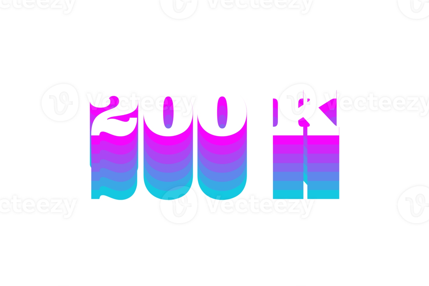 200 k subscribers celebration greeting Number with multi color design png