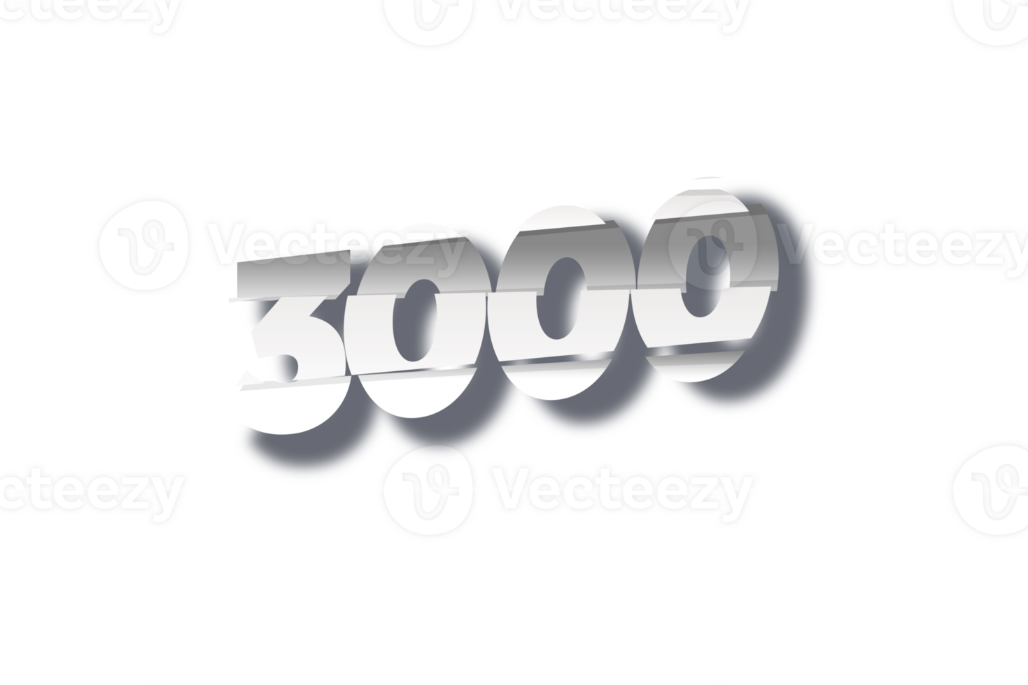 3000 subscribers celebration greeting Number with cutting design png