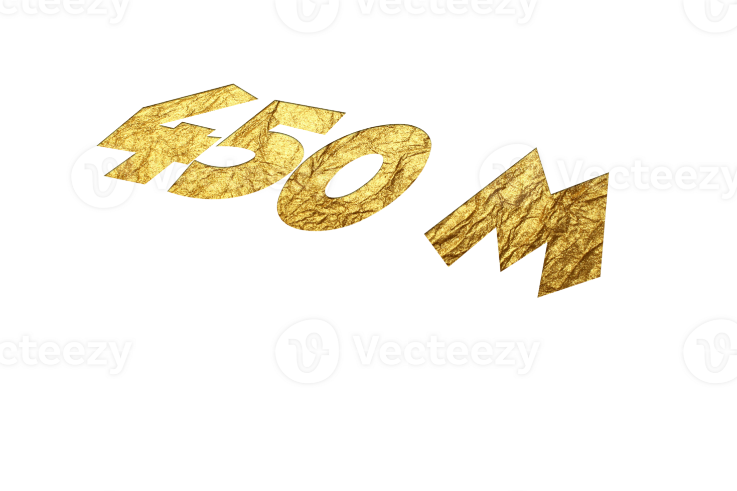 450 million subscribers celebration greeting Number with golden paper design png