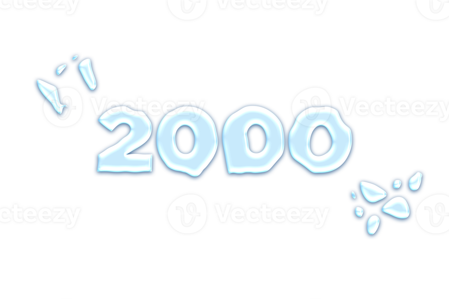 2000 subscribers celebration greeting Number with water design png