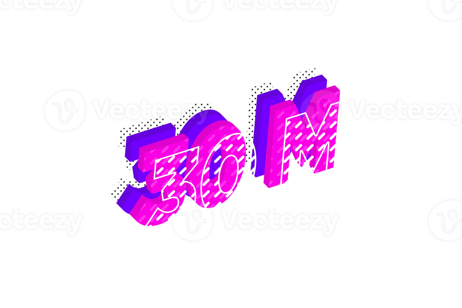 30 million subscribers celebration greeting Number with multi layer design png