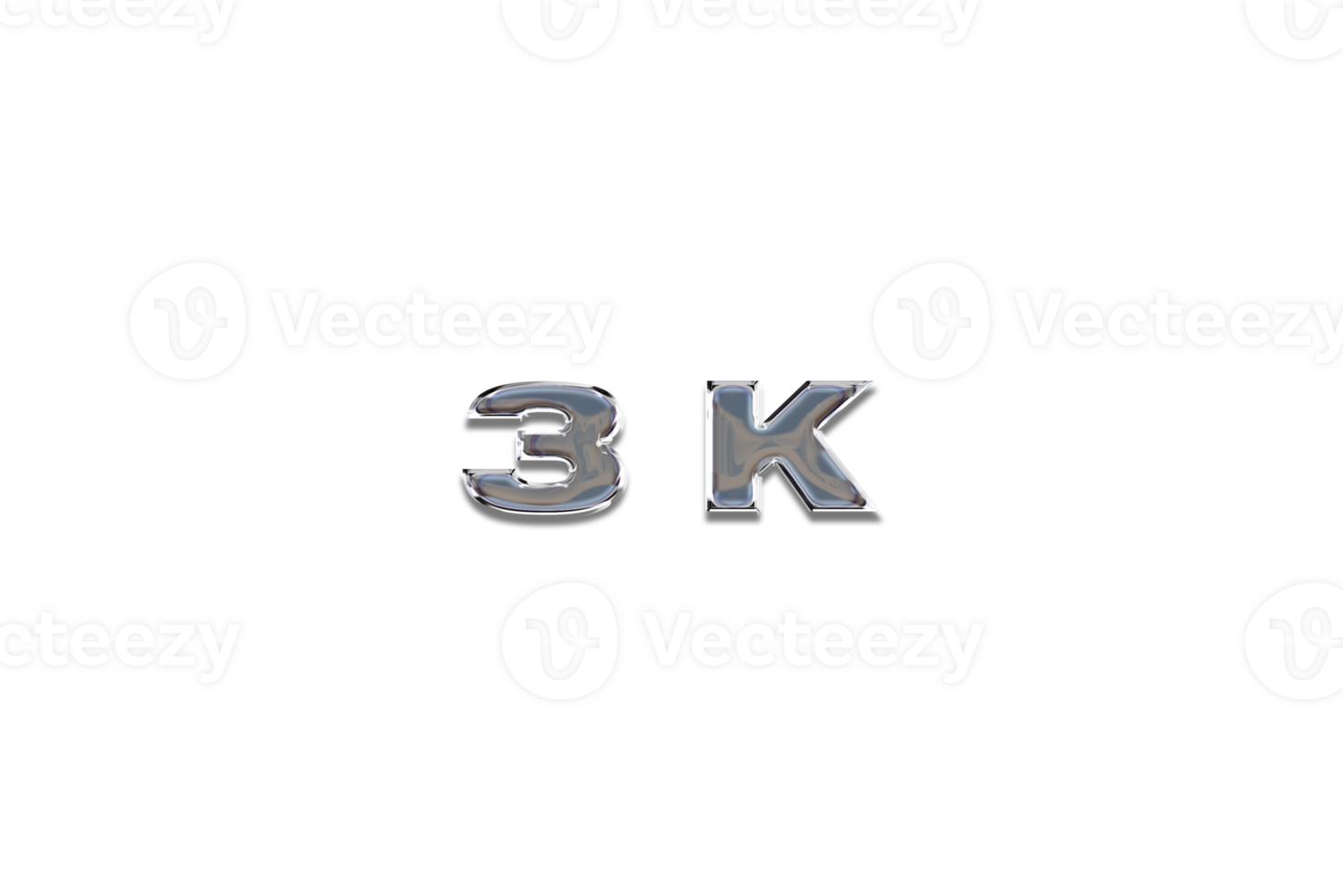 3 k subscribers celebration greeting Number with chrome design png