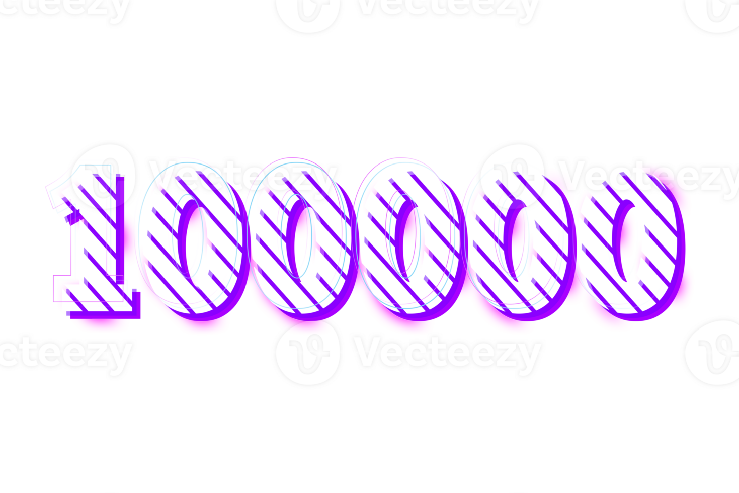 100000 subscribers celebration greeting Number with stripe design png