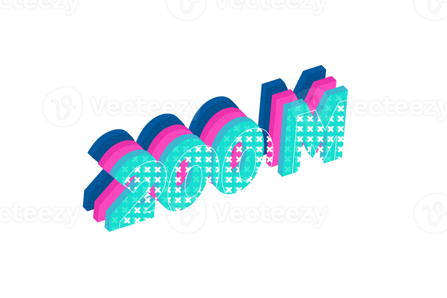 200 million subscribers celebration greeting Number with multi layers design png