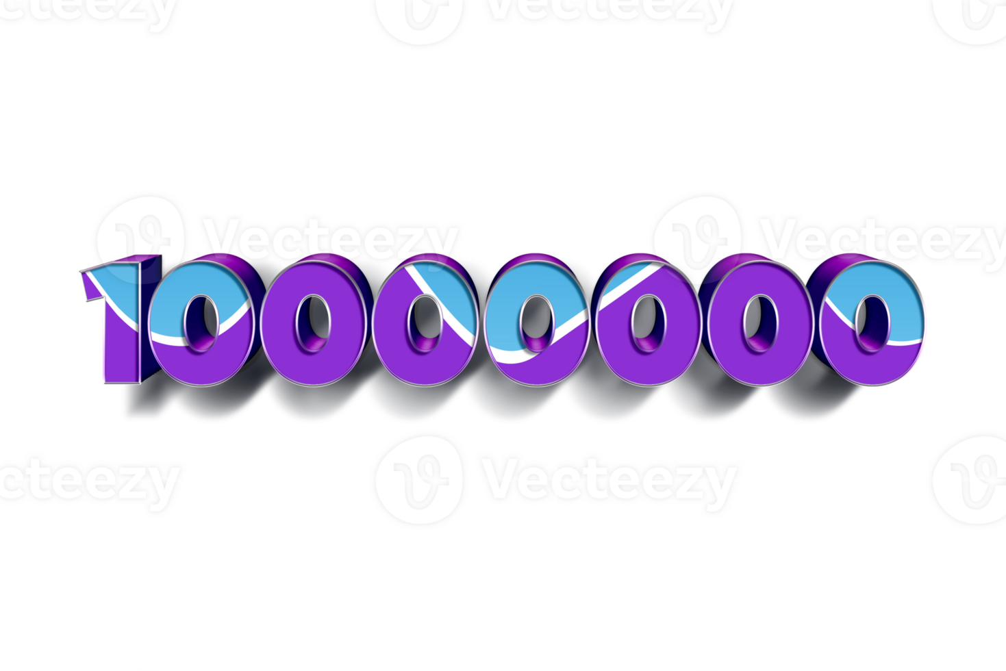 10000000 subscribers celebration greeting Number with blue purple design png