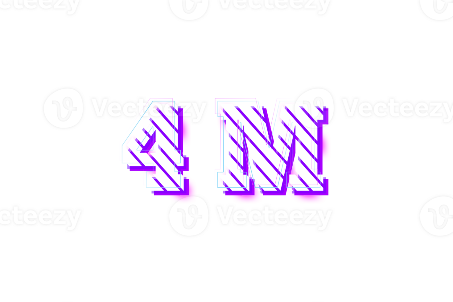 4 million subscribers celebration greeting Number with stripe design png