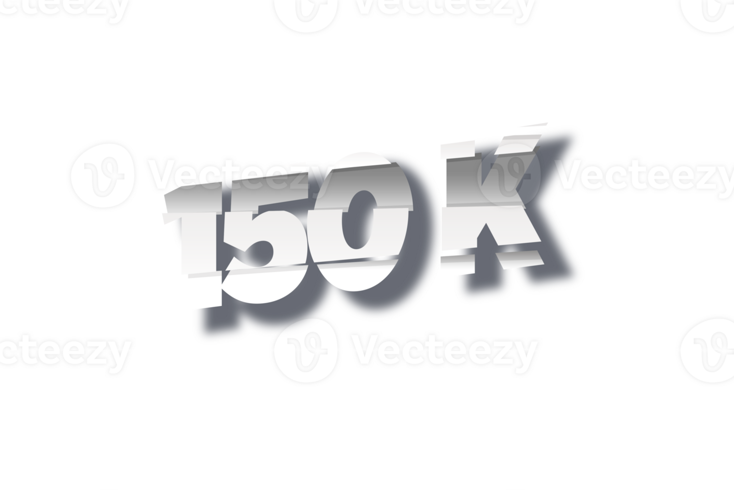 150 k subscribers celebration greeting Number with cutting design png