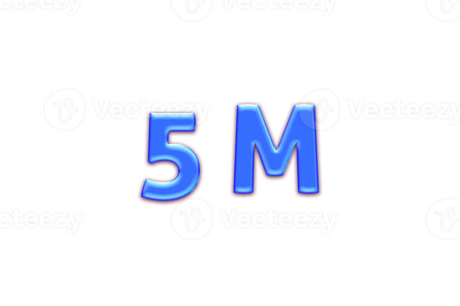 5 million subscribers celebration greeting Number with blue glosse design png