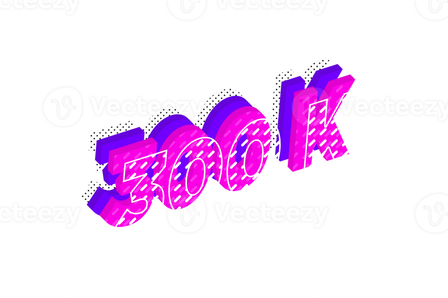 300 k subscribers celebration greeting Number with multi layers design png