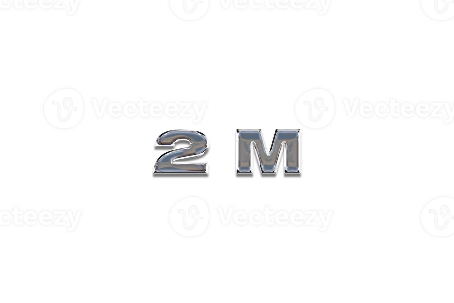 2 million subscribers celebration greeting Number with chrome design png