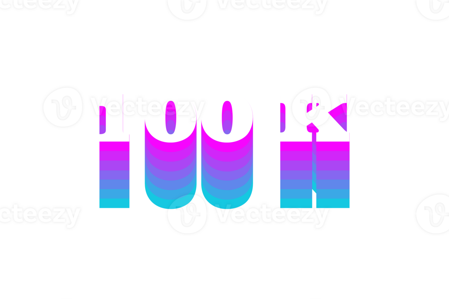 100 k subscribers celebration greeting Number with multi layers design png