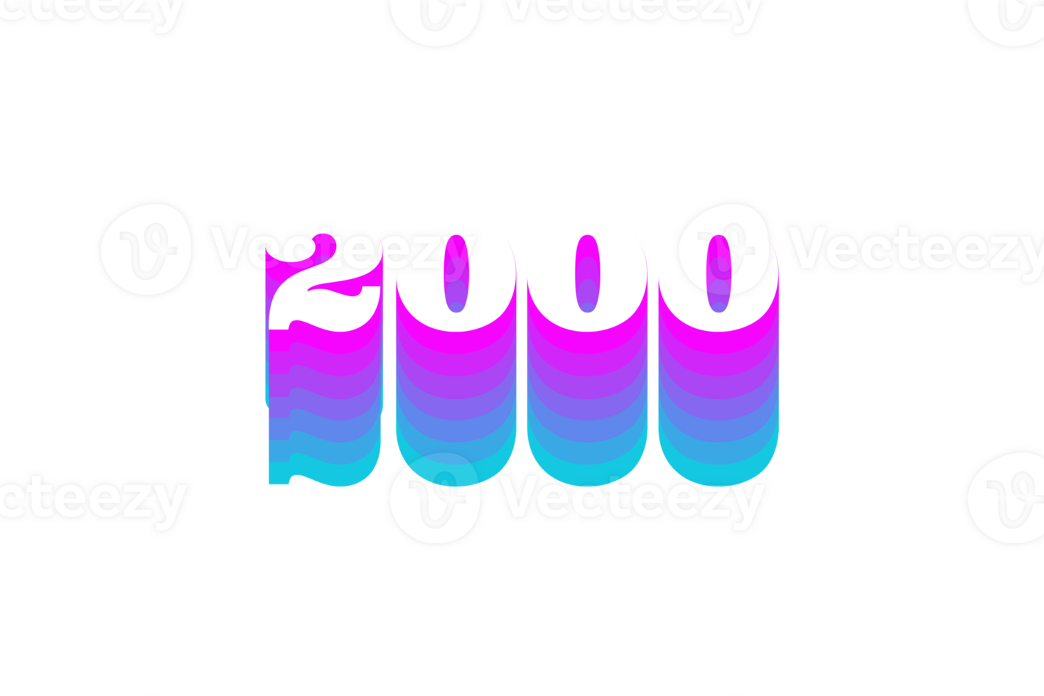 2000 subscribers celebration greeting Number with multi color design png
