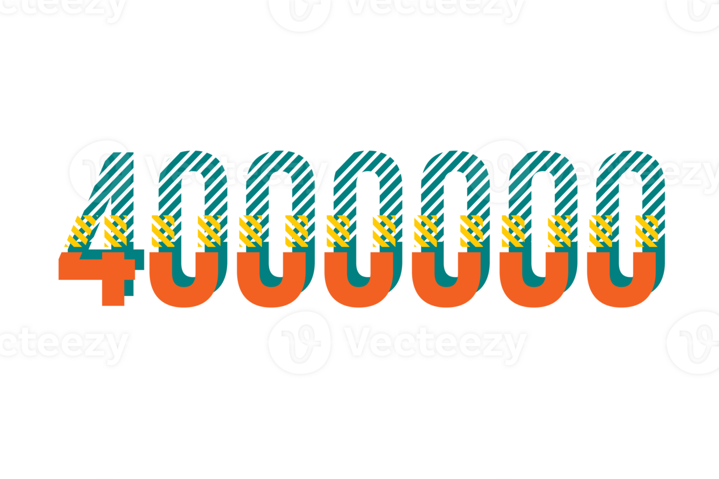4000000 subscribers celebration greeting Number with strips design png