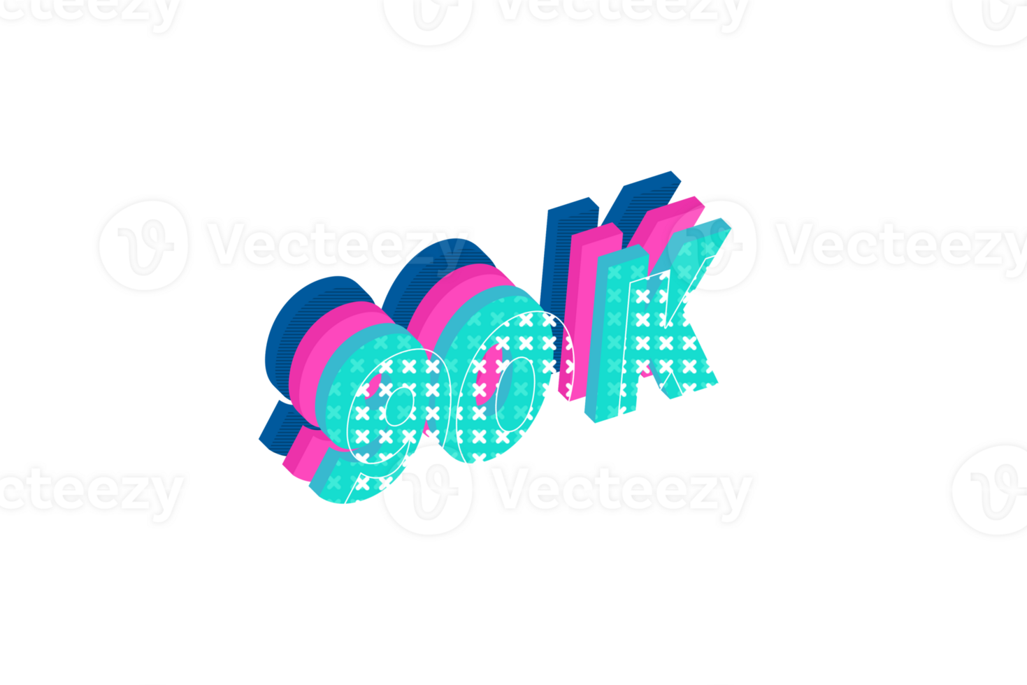 90 k subscribers celebration greeting Number with multi layers design png