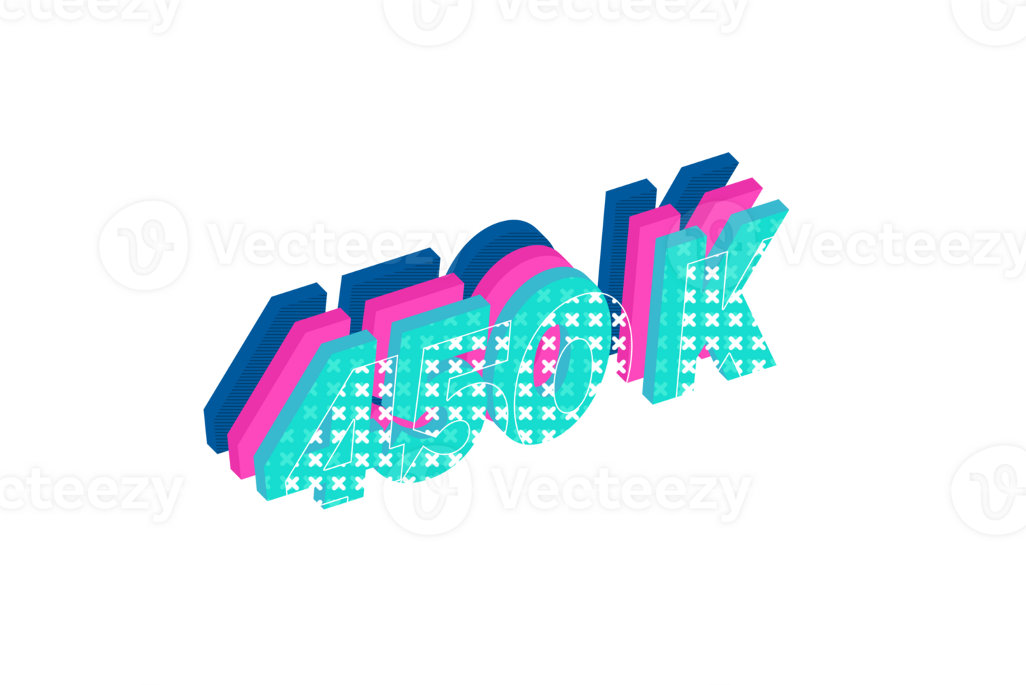 450 k subscribers celebration greeting Number with multi layers design png