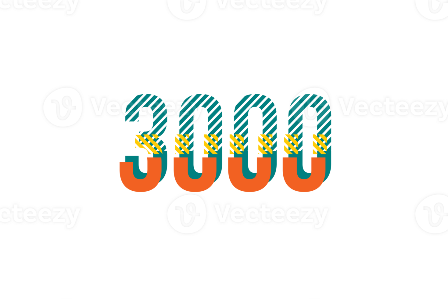 3000 subscribers celebration greeting Number with strips design png