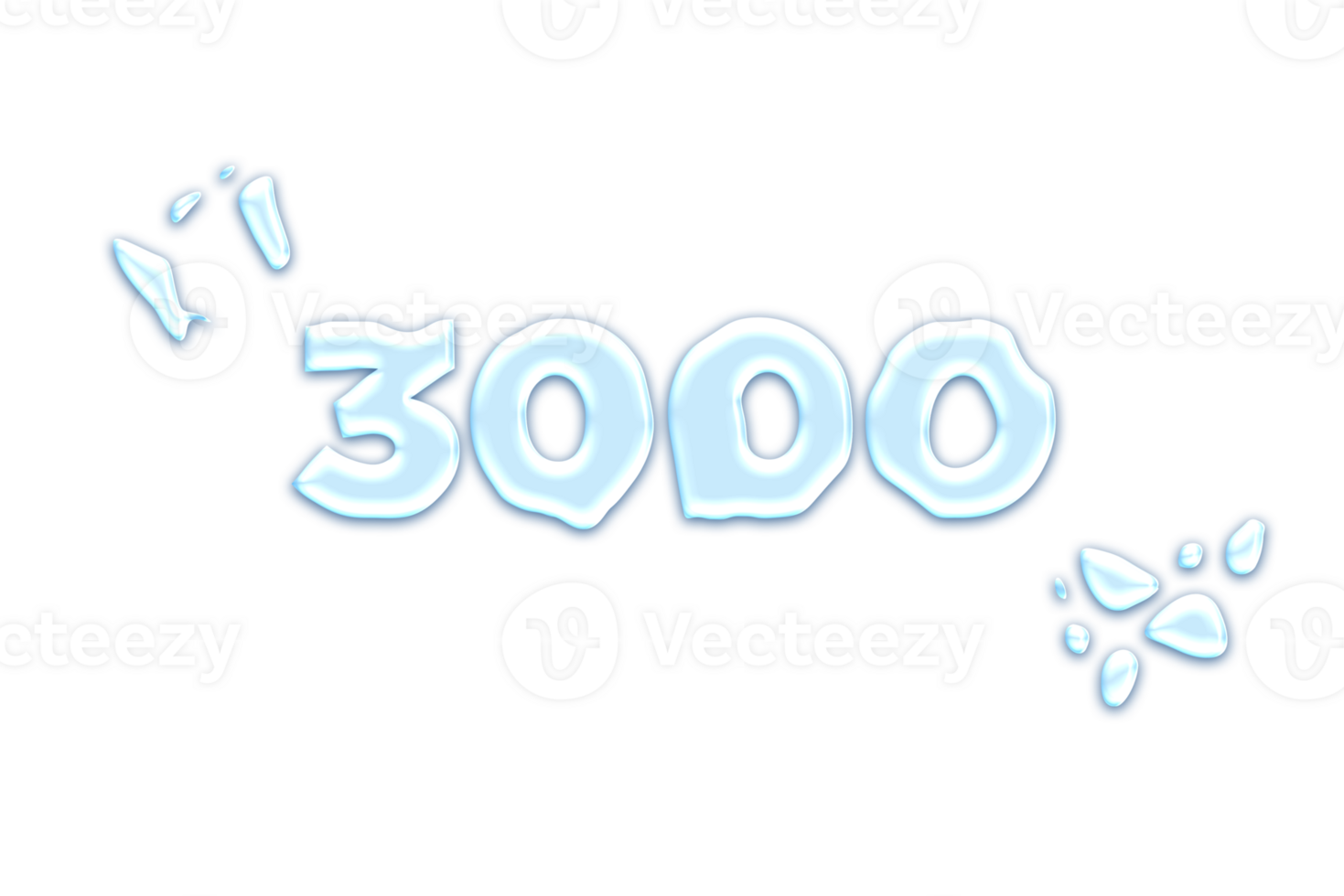 3000 subscribers celebration greeting Number with water design png