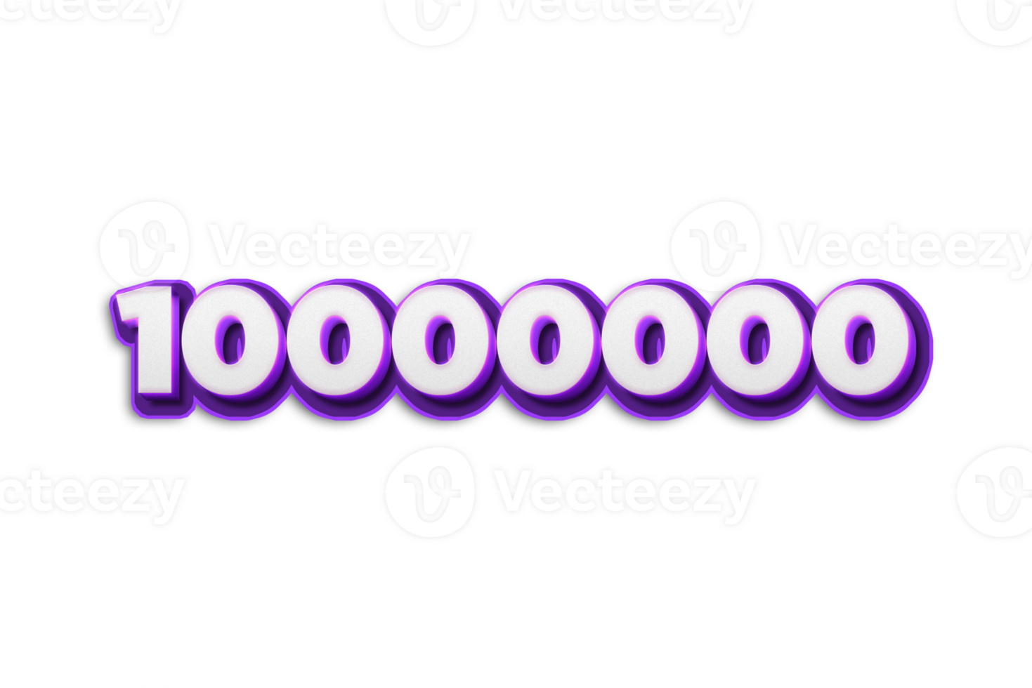 10000000 subscribers celebration greeting Number with purple 3d design png