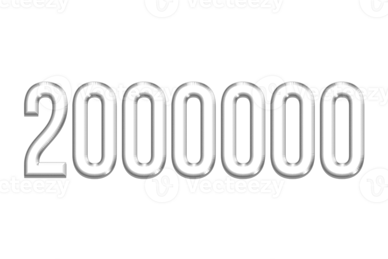 2000000 subscribers celebration greeting Number with silver design png