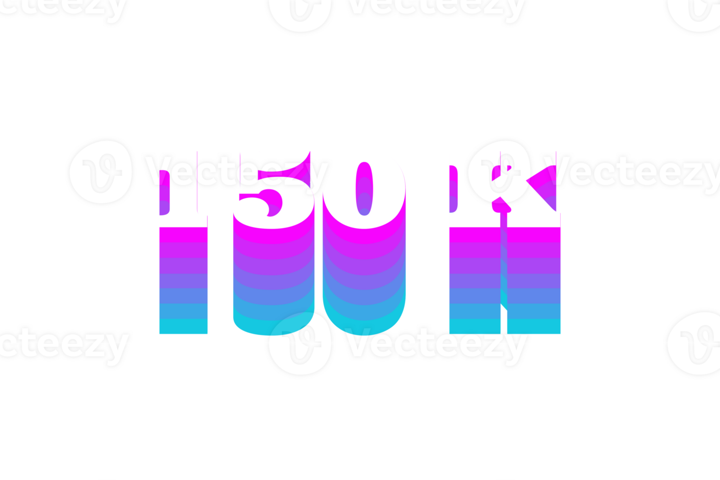150 k subscribers celebration greeting Number with multi color design png