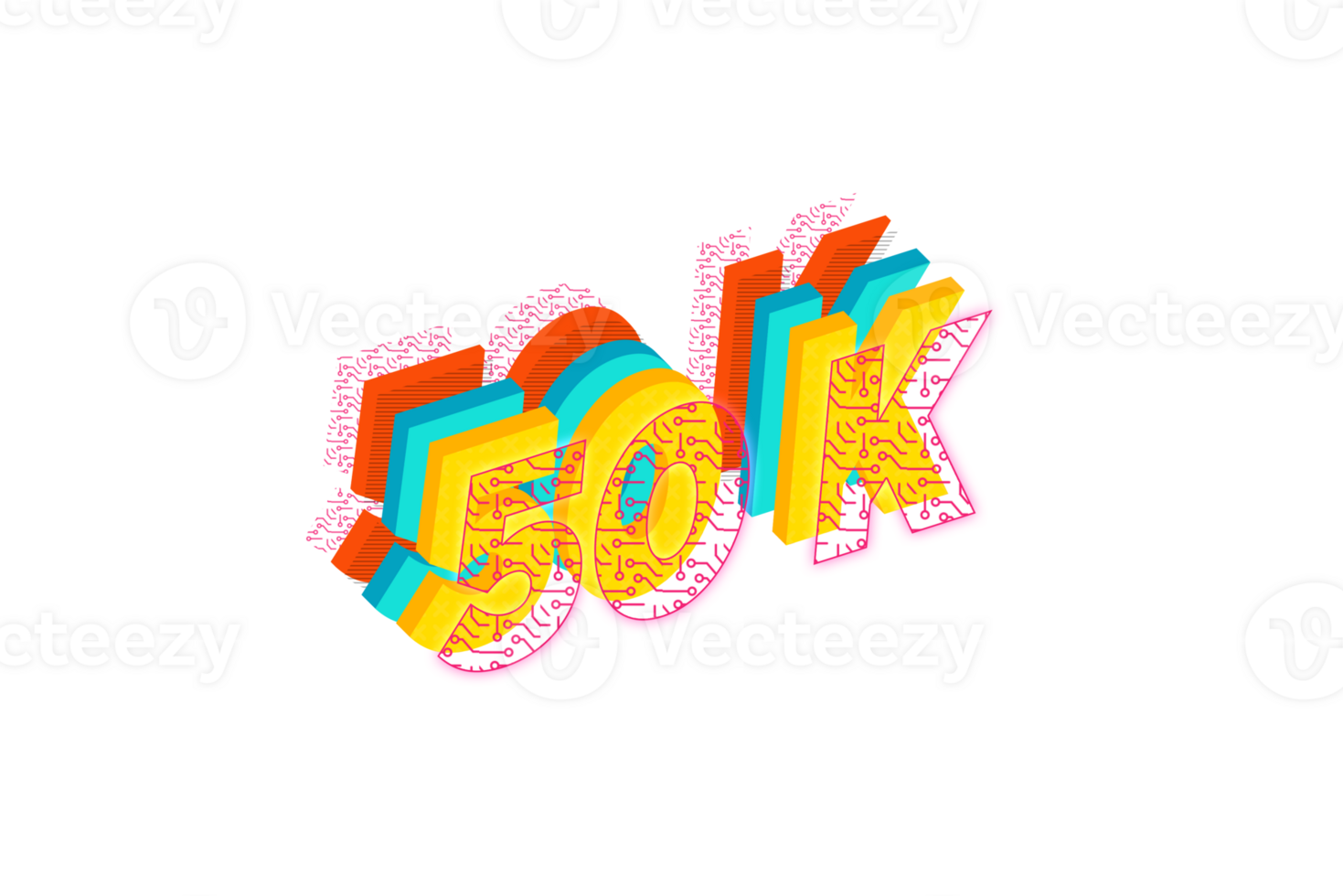 50 k subscribers celebration greeting Number with tech design png