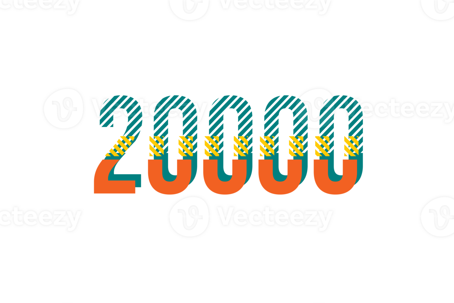 20000 subscribers celebration greeting Number with strips design png