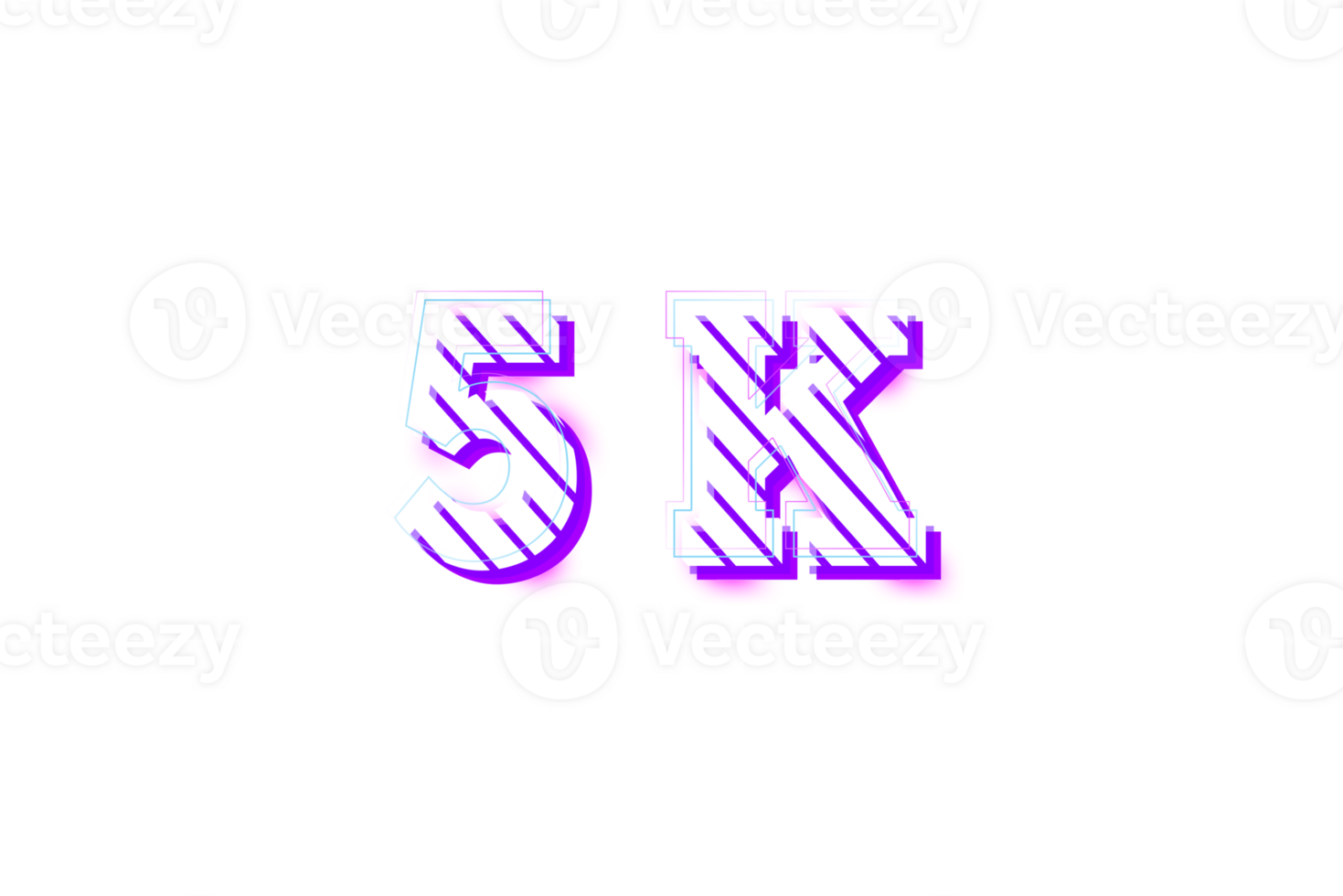 5 k subscribers celebration greeting Number with stripe design png