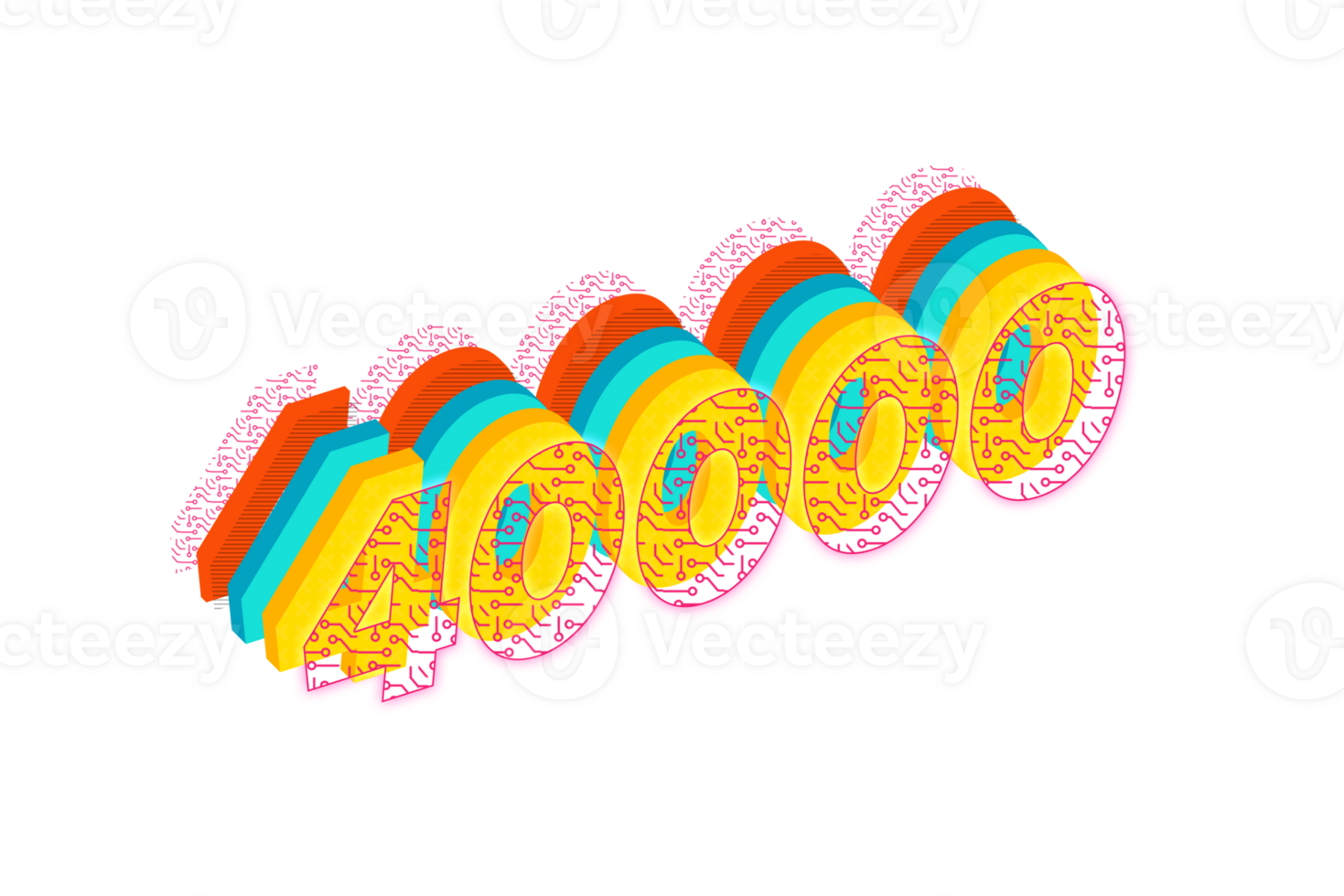 40000 subscribers celebration greeting Number with tech design png