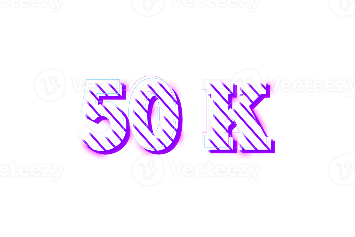 50 k subscribers celebration greeting Number with stripe design png