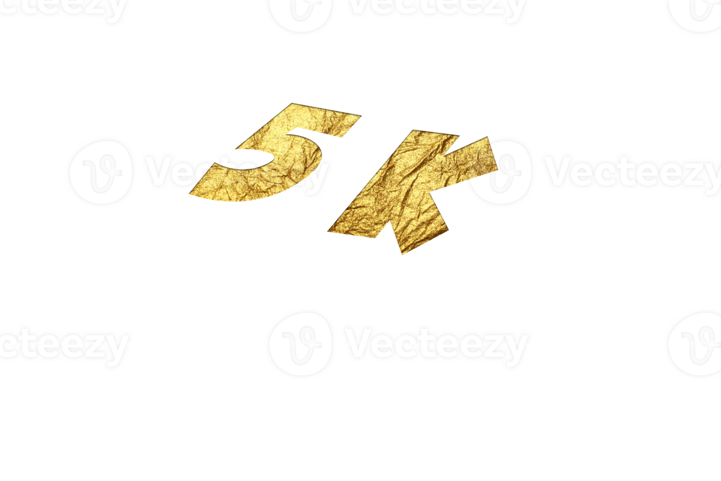 5 k subscribers celebration greeting Number with golden paper design png