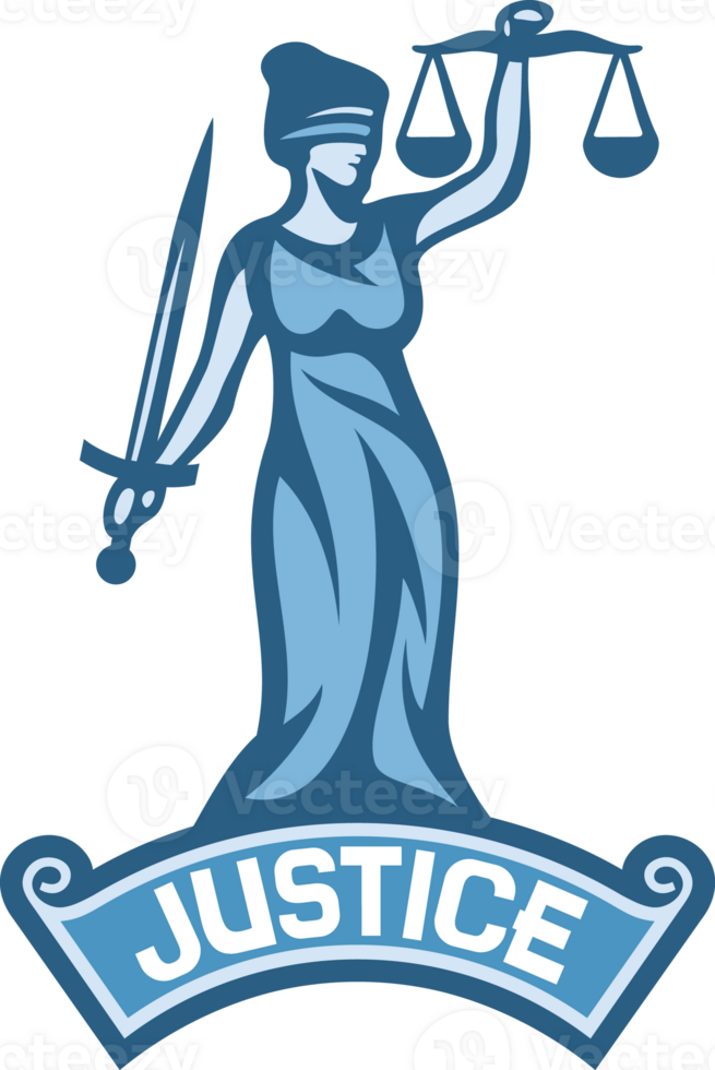 een godin van gerechtigheid etiket PNG illustratie