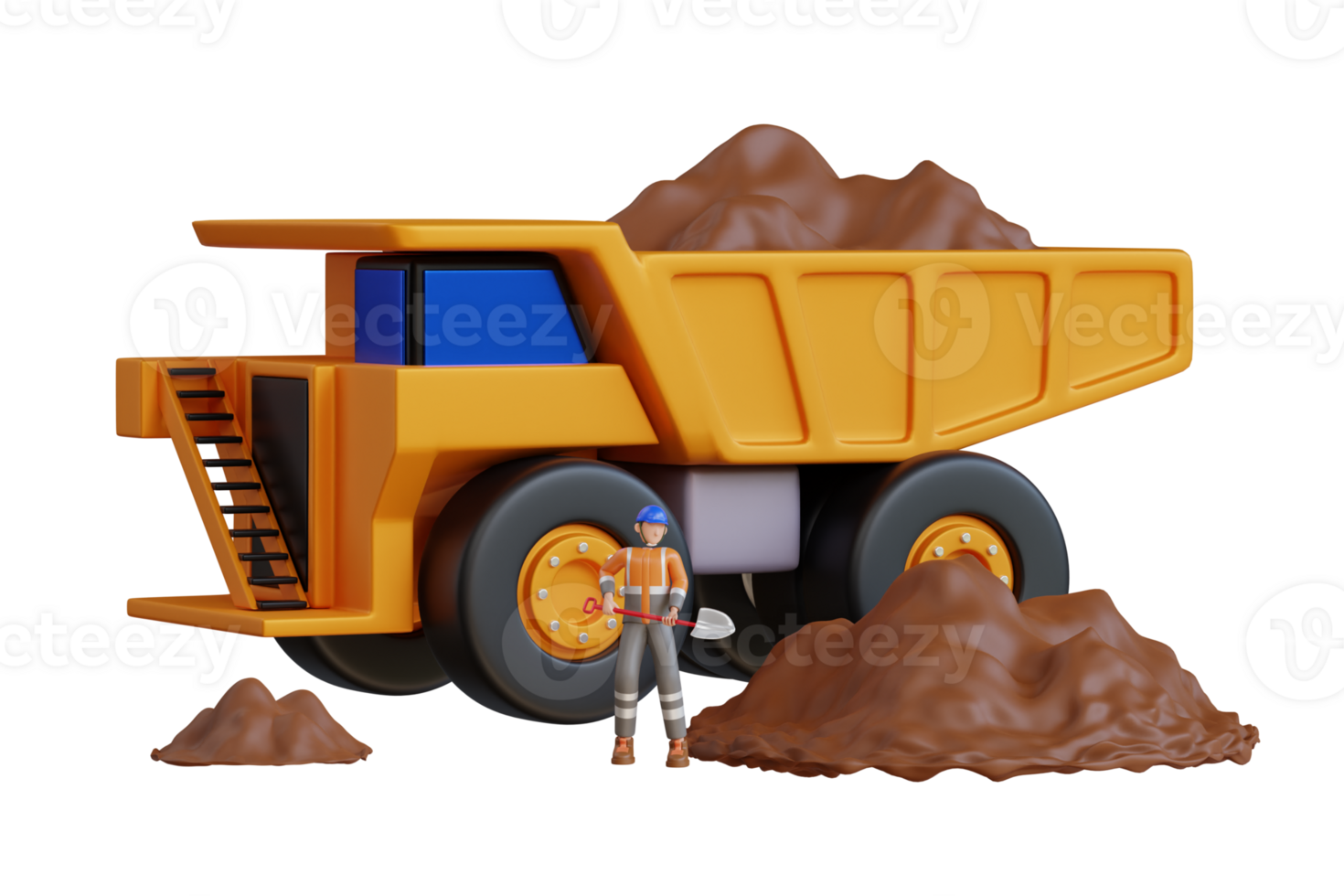 3d ilustración de grande cantera tugurio camión en un carbón mío. cargando carbón dentro el cuerpo de el camión. minería camión minería maquinaria, a transporte carbón desde abierto pozo como el carbón producción png