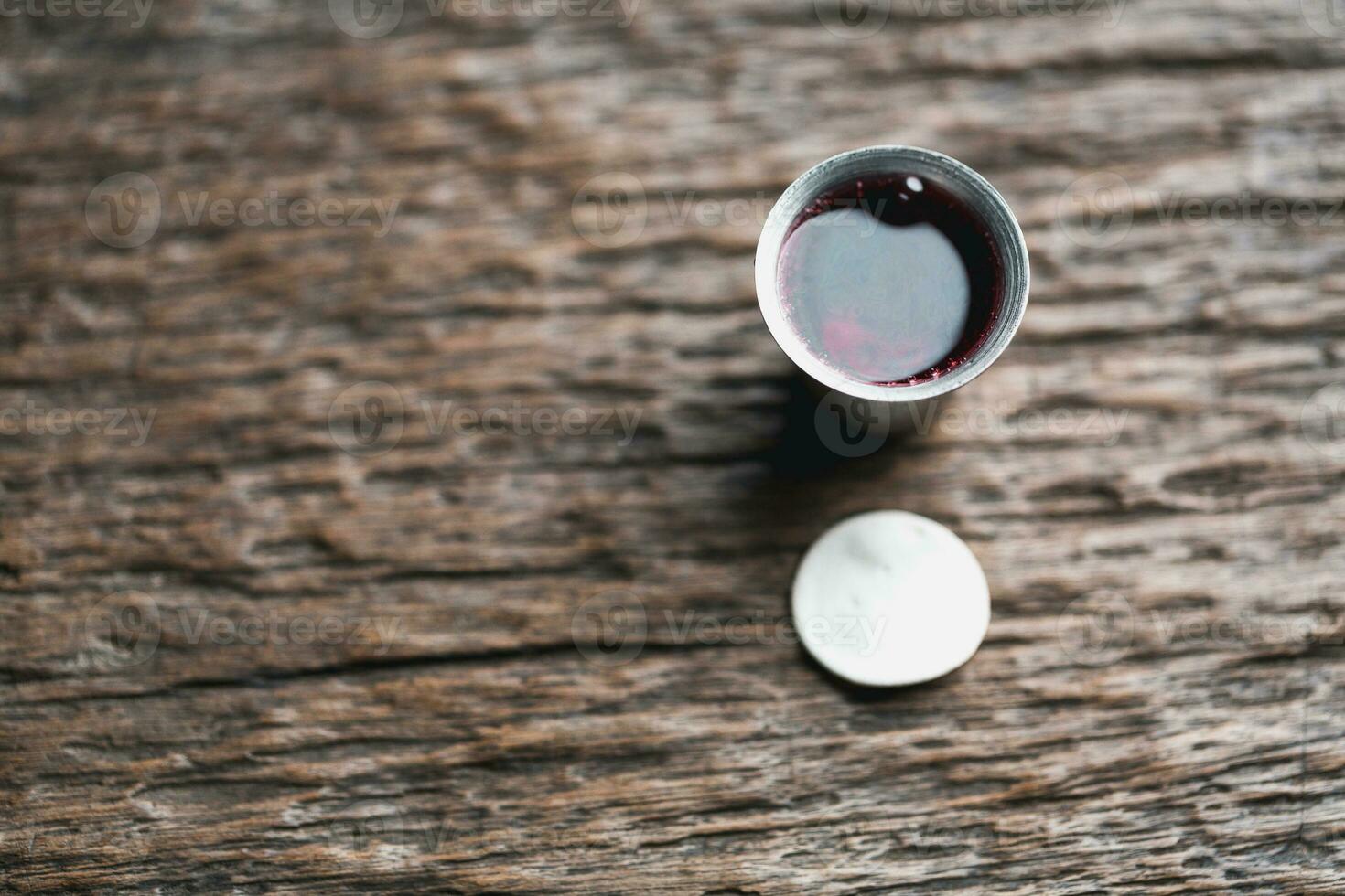 Concept of Eucharist or holy communion of Christianity. Eucharist is sacrament instituted by Jesus. during last supper with disciples. Bread and wine is body and blood of Jesus Christ of Christians. photo