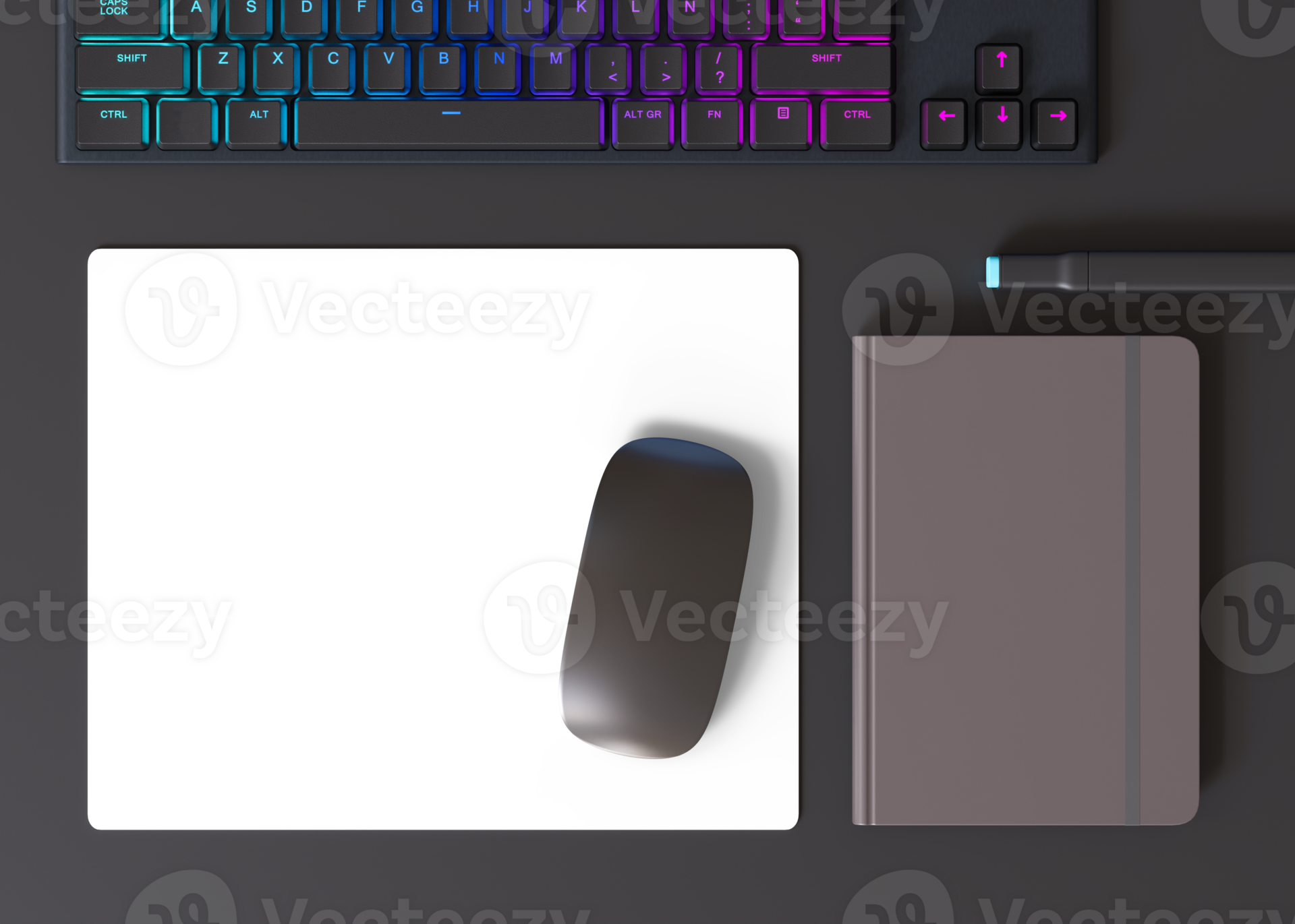 Blank and transparent computer mouse pad on the desk at home. Mousepad